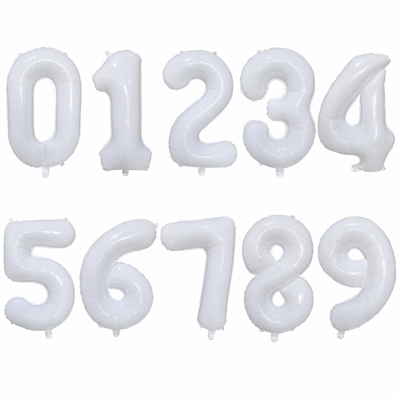 32inch White Number Balloons