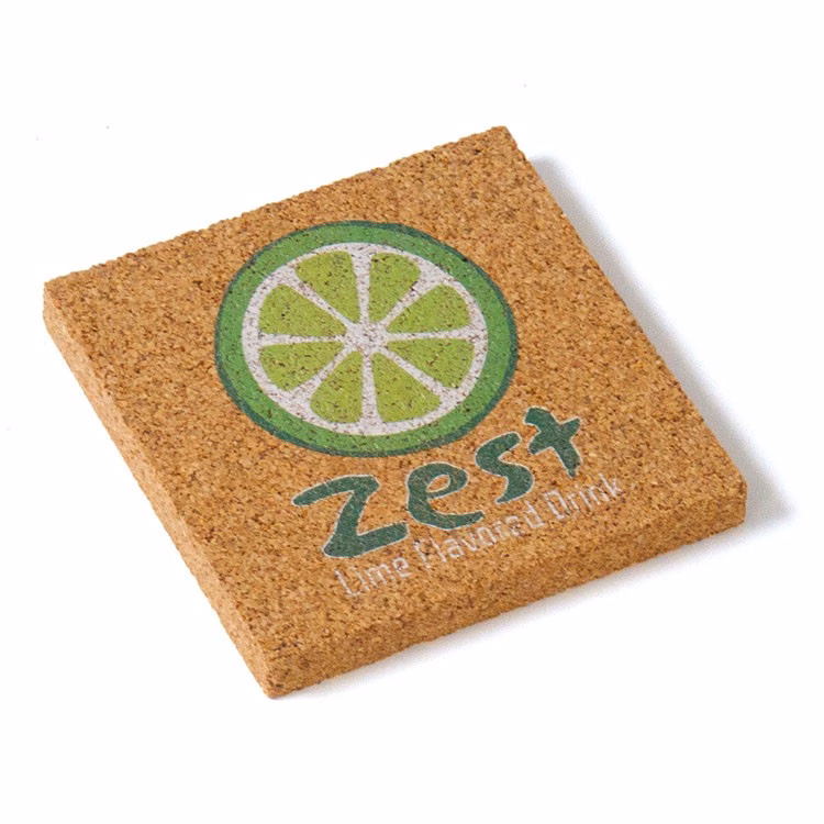 4"x 4" Solid Cork Coaster - Square