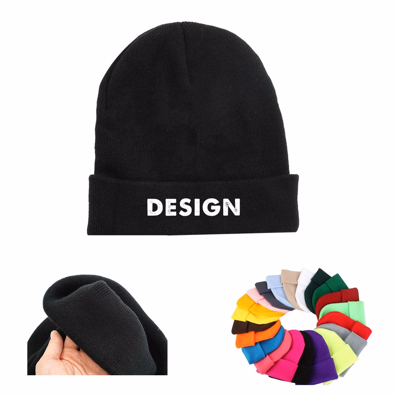 Classic Embroidered Knit Beanie Hat