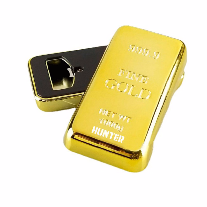 Golden beer opener and fridget magnet