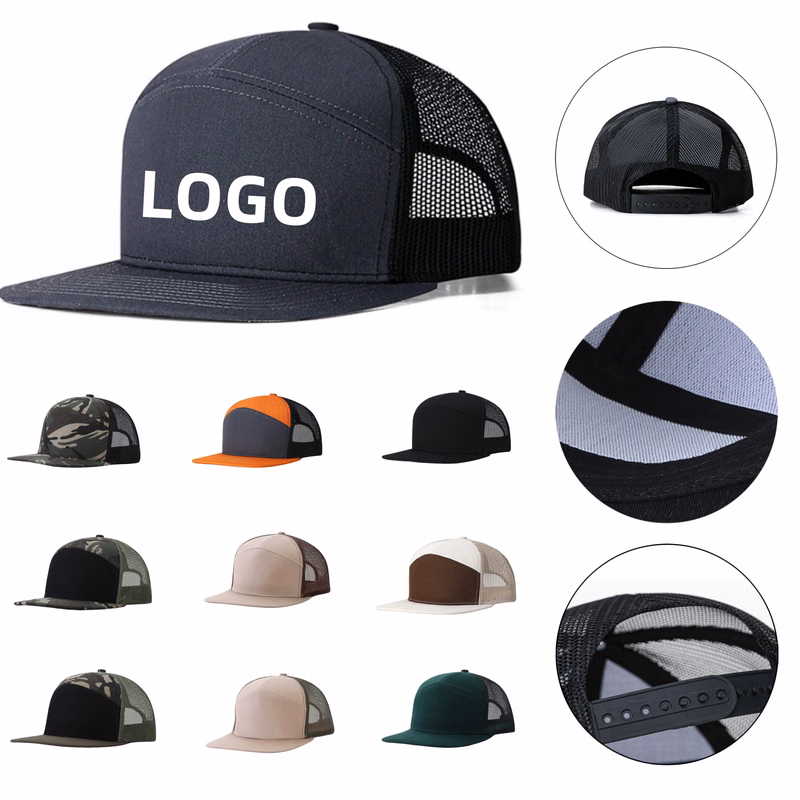 7 Panel Trucker Adjustable Snapback Cap