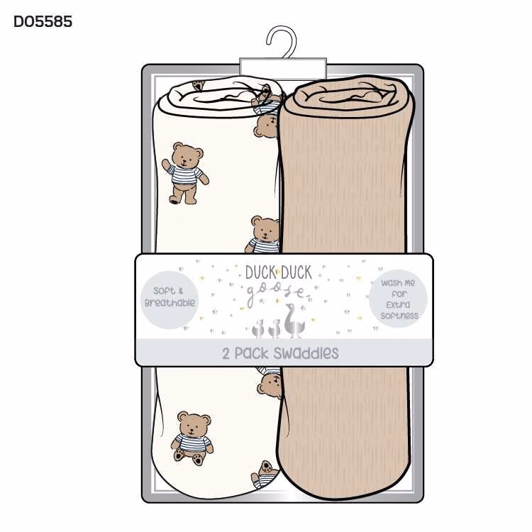 Boys 2Pk Muslin Swaddles