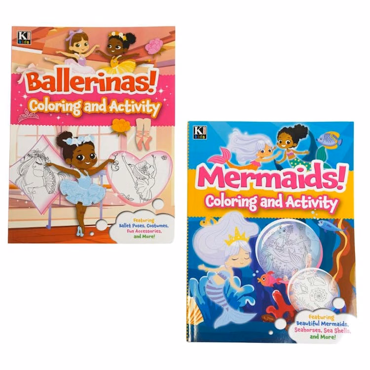 Mermaid and Ballerinas Coloring and Activity Books - Two Titles