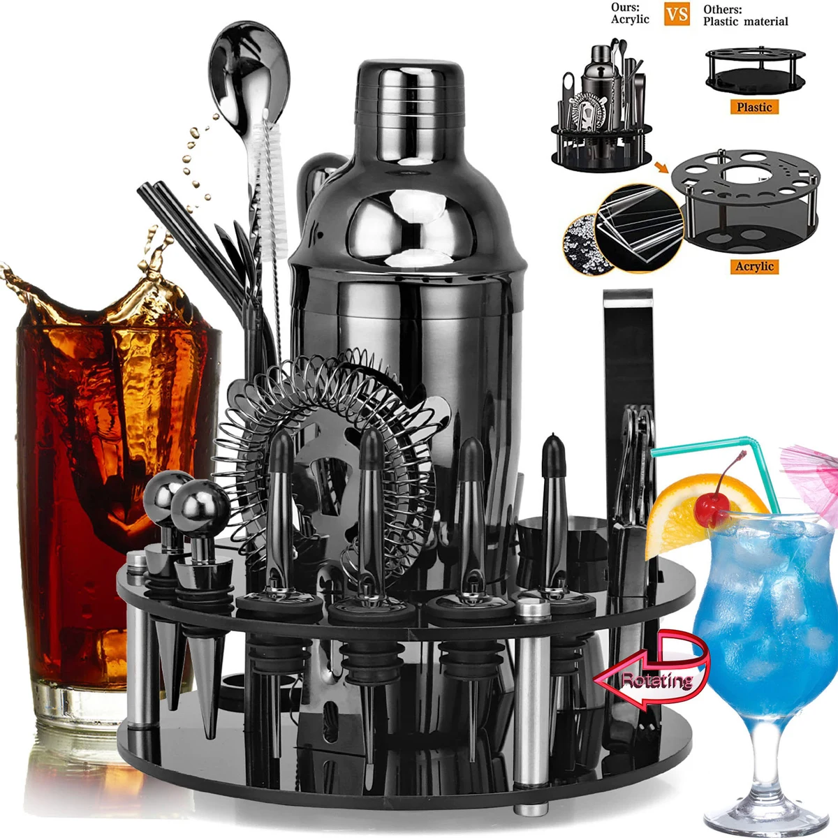 19-Piece Matte Black Cocktail Shaker Set 1
