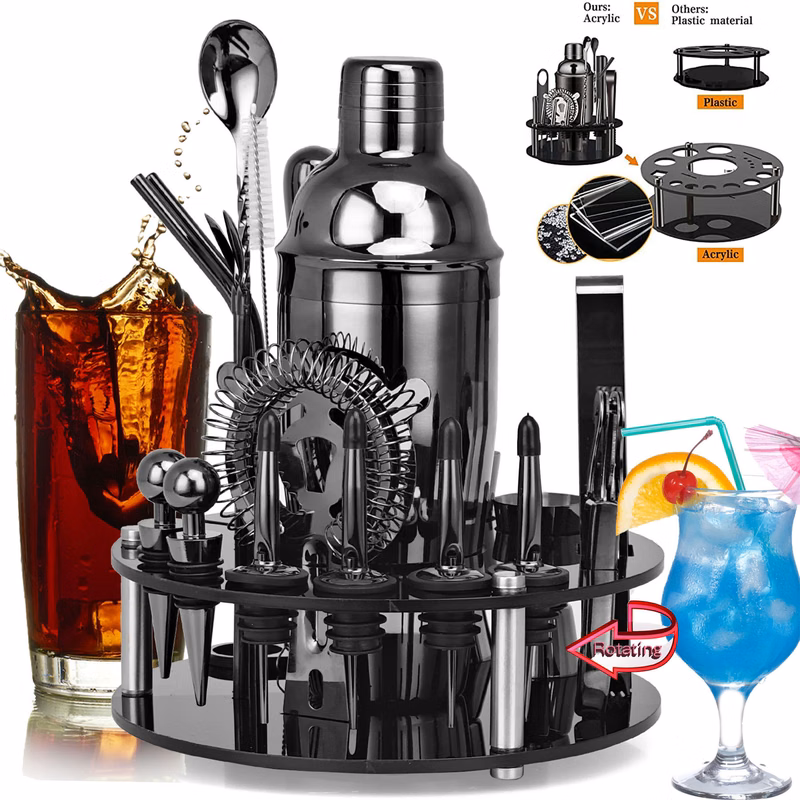 19-Piece Matte Black Cocktail Shaker Set