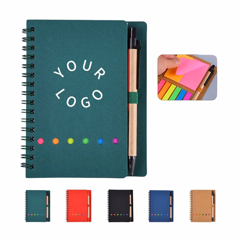 Portable Kraft Paper Journal with Sticky Notes