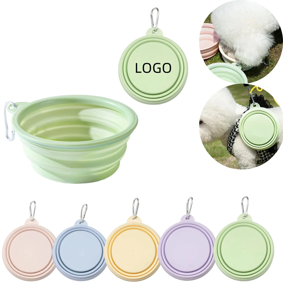 21oz Outdoor Collapsible Pet Bowl With Carabiner 1