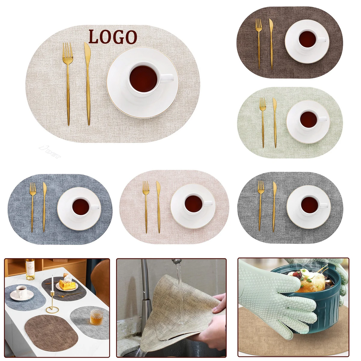 Double Sided Leather Oval Placemats 1