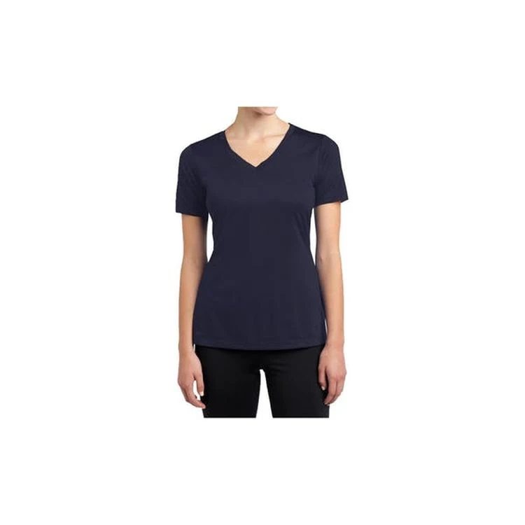 Women's V-Neck Fitted Tees - Navy Small Cotton Short Sleeve 1