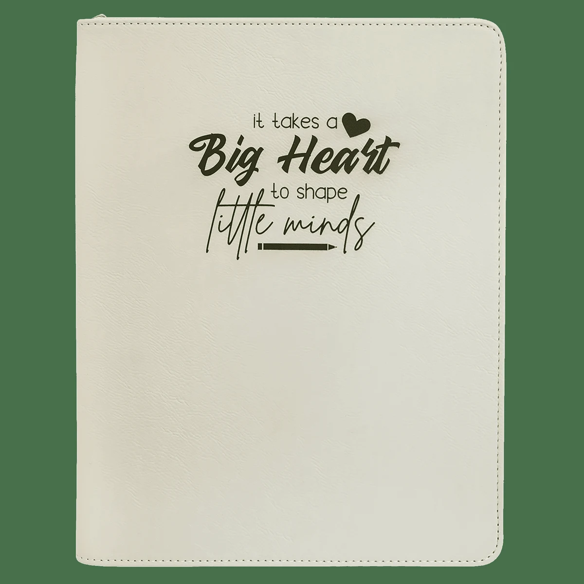 9 1/2" x 12" White with Zipper Leatherette Portfolio with Notepad 1