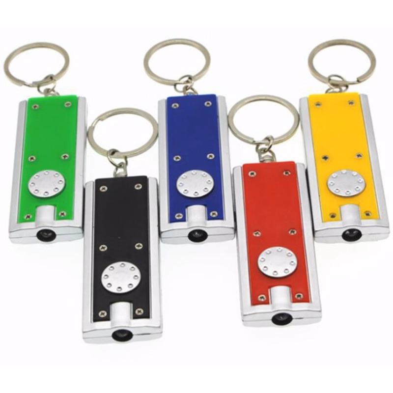 Slim Rectangular Flash Light with Swivel Key Chain