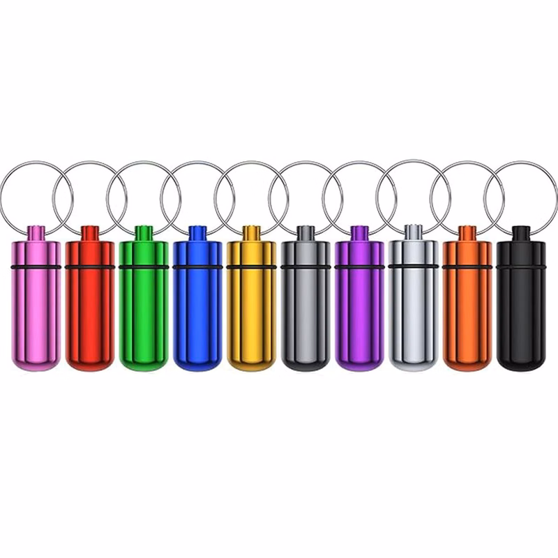 Aluminum Mini Pill Bottle with Keychain