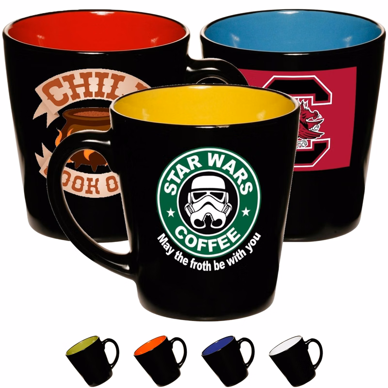 Two-Tone Ceramic Coffee Mugs 12 oz. Classic Latte Mug