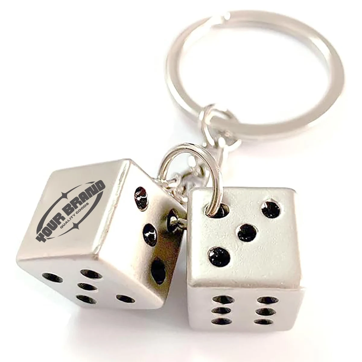 Lucky Silver Metal Dice Keychain Stylish And Fortunate Charm 1