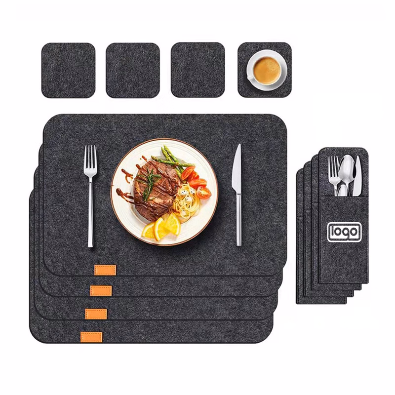 Absorbent Insulated Knife Fork Pouch Placemat Set