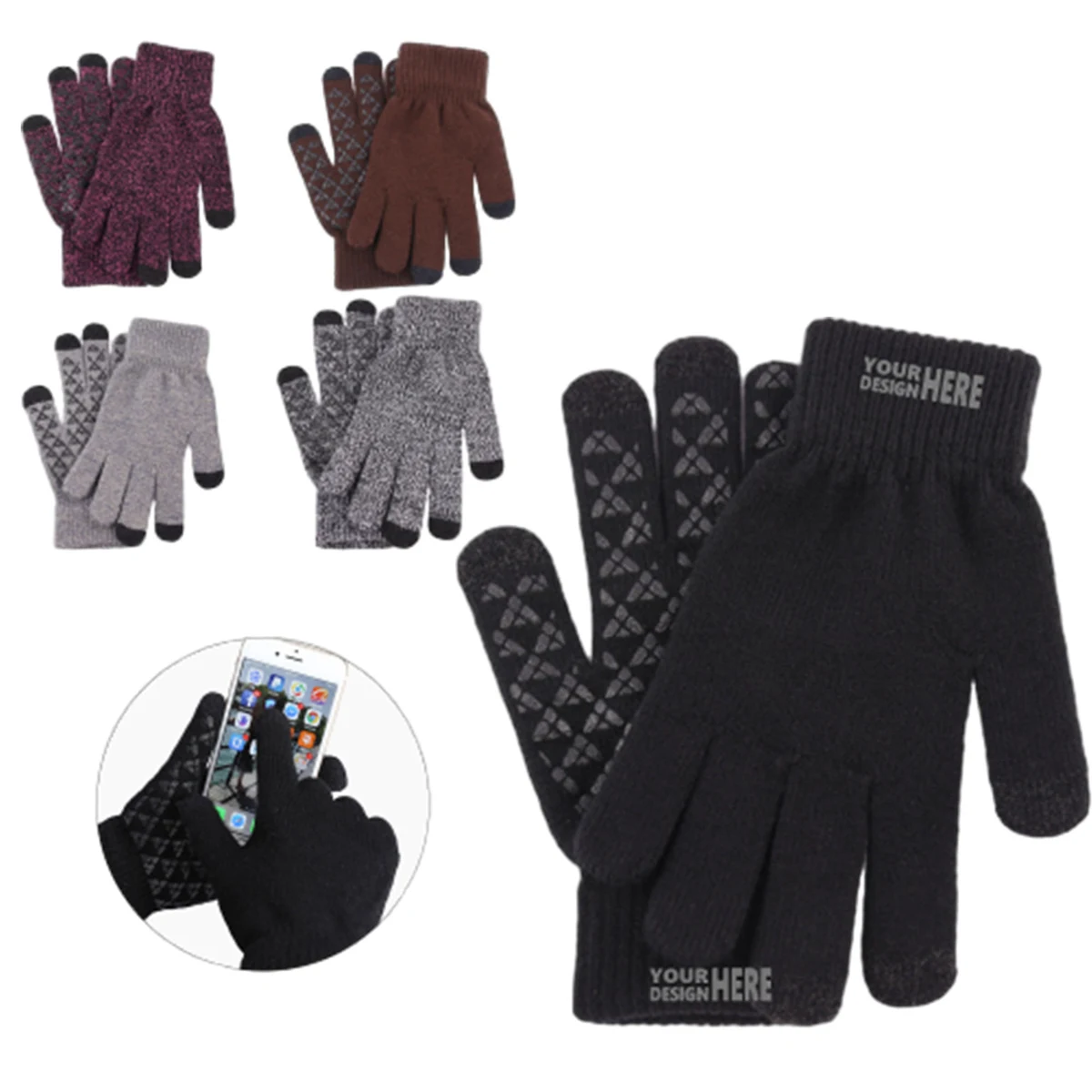 Colorful Winter Outdoor Anti Slip Touch Screen Gloves 1