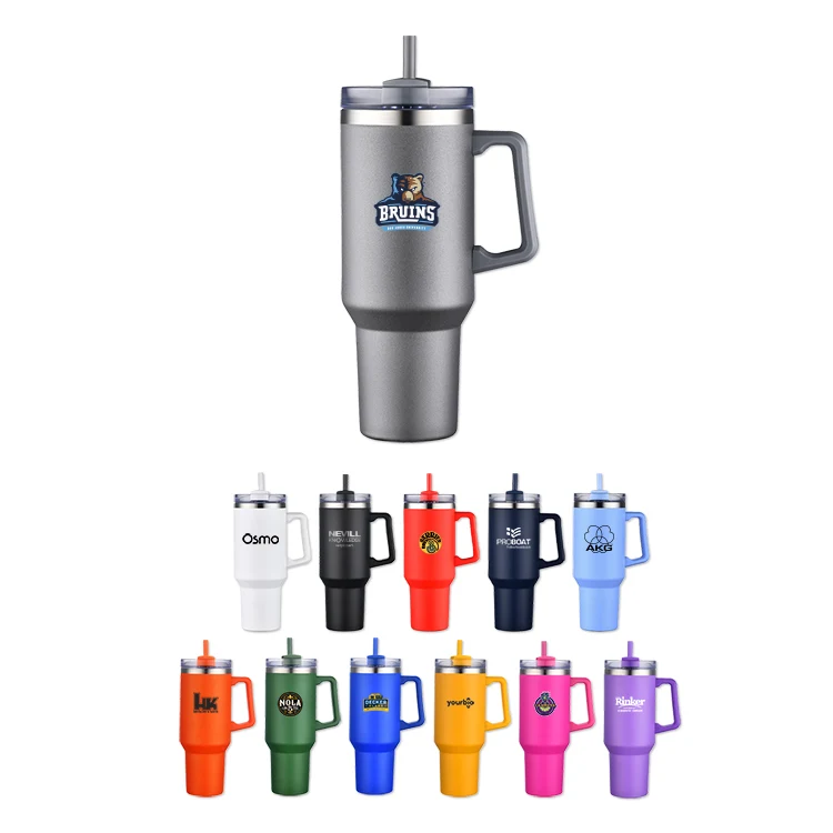 40 Oz. Travel Mug with Handle & Straw 1