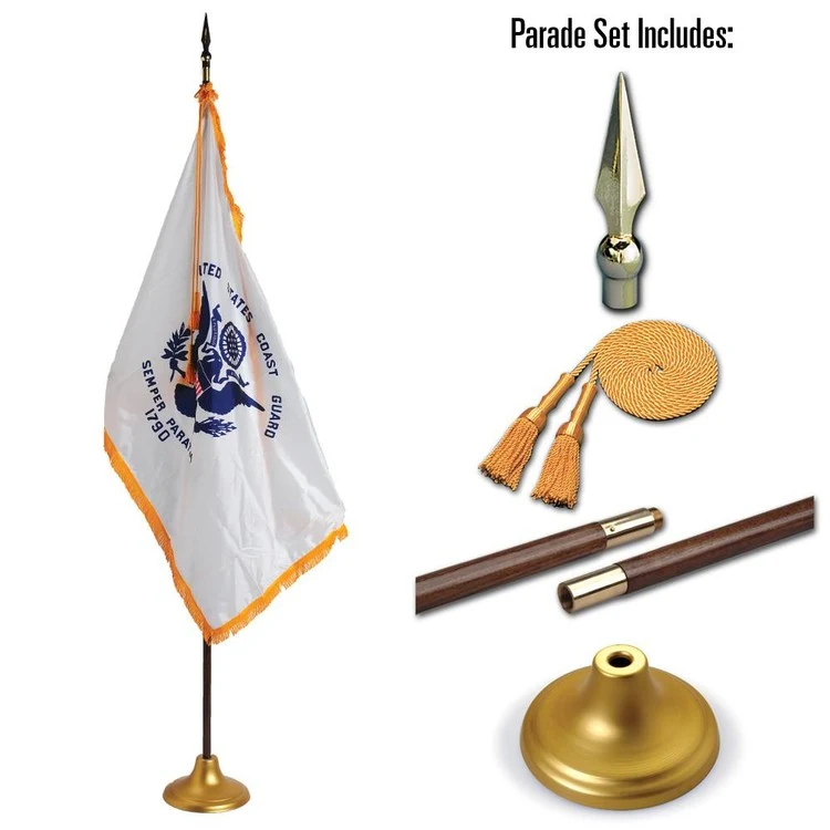 US Coast Guard Military Flag Indoor and Parade Set - 3' x 5' Flag 1