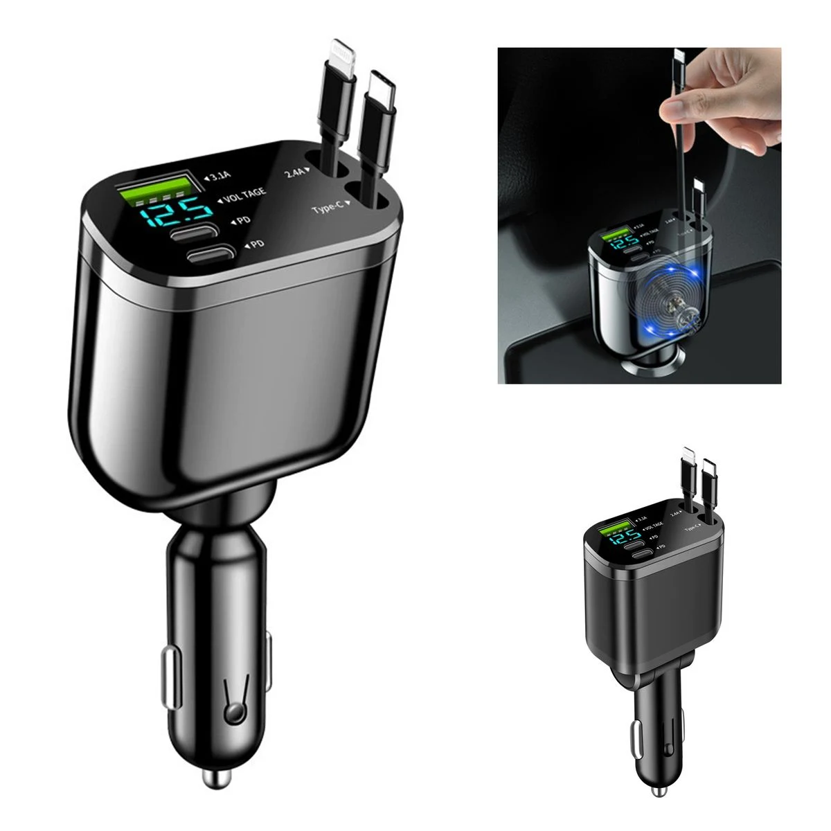 Retractable 5 in 1 Fast Car Charger 1