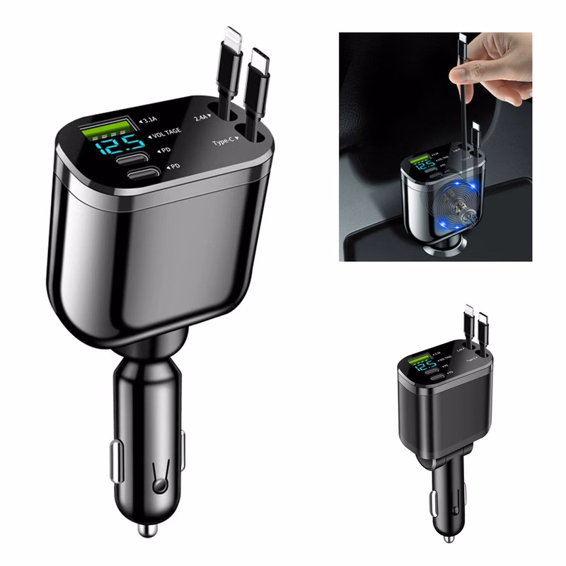 Retractable 5 in 1 Fast Car Charger