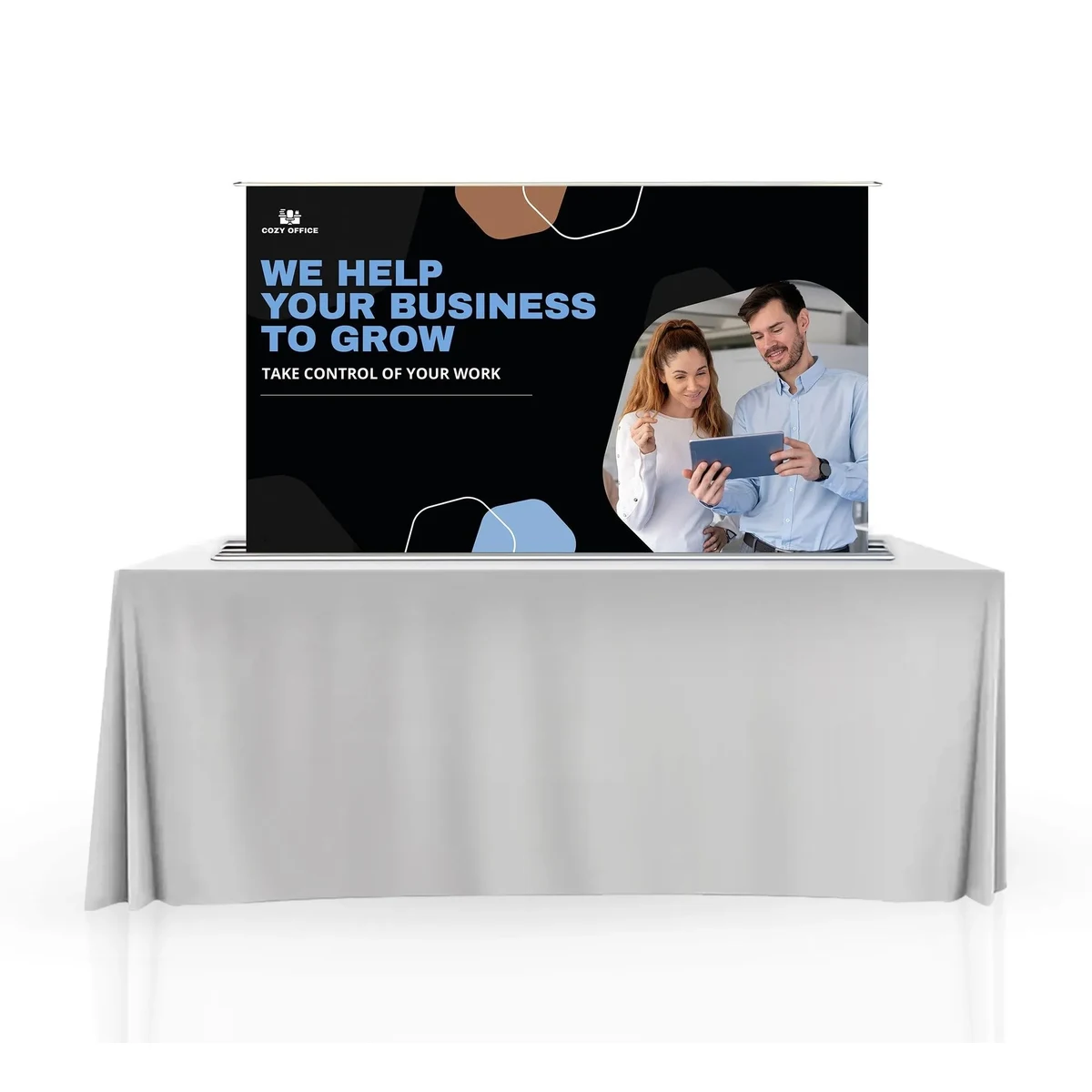 Silverstep Tabletop 60" Retractable Banner Stand - Premium Greyback (Graphic only) 1
