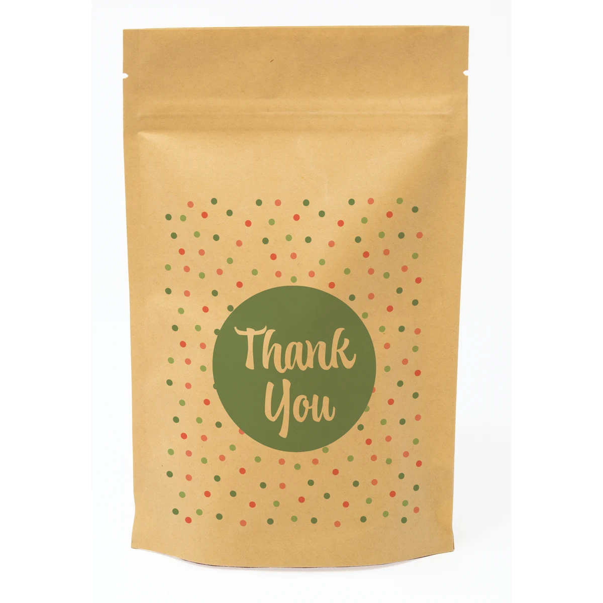 Polka Dots Predesigned Kraft Barrier Pouch (5"W x 8"H x 2.5"D) 1