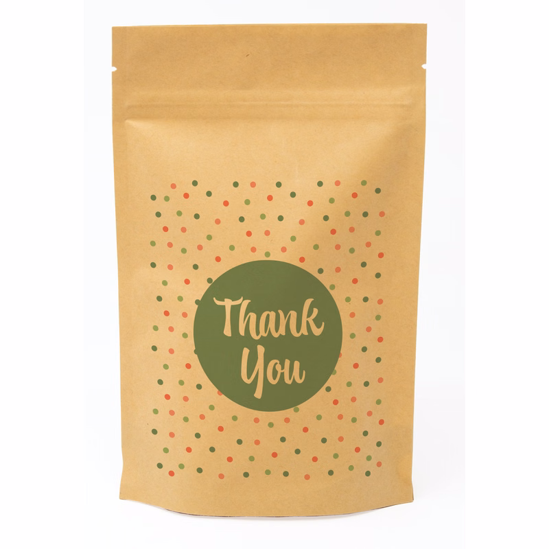 Polka Dots Predesigned Kraft Barrier Pouch (5"W x 8"H x 2.5"D)