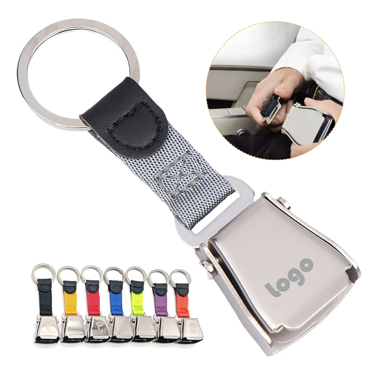 Metal Seatbelt Airplane Buckle KeyChain 1
