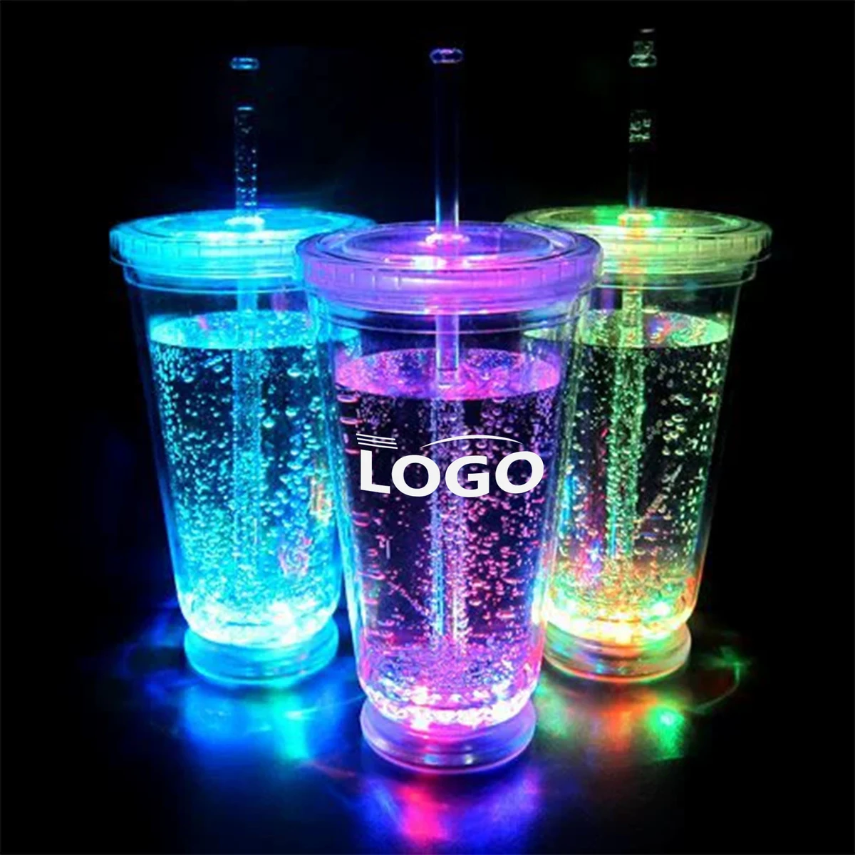 16oz Dual-Layer LED Glow Straw Cup 1