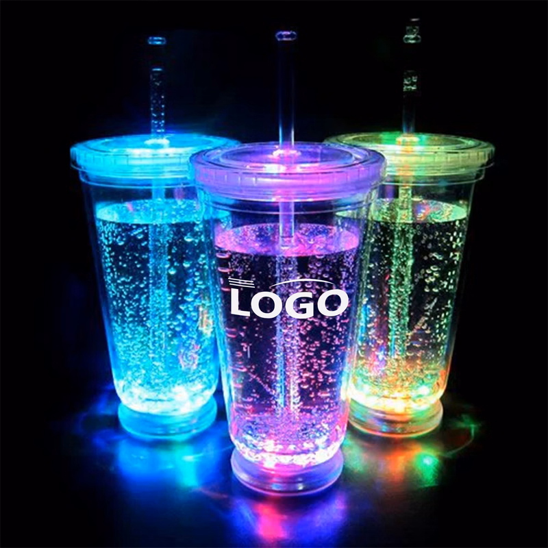 16oz Dual-Layer LED Glow Straw Cup