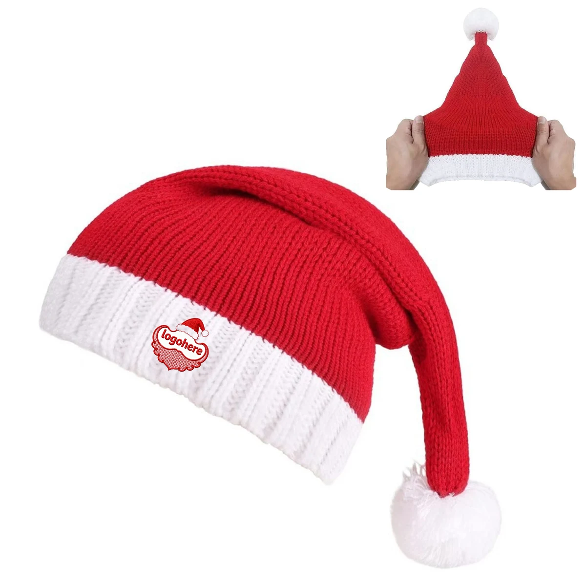 Personalized Festive Acrylic Knit Hat with Fluffy Ball 1