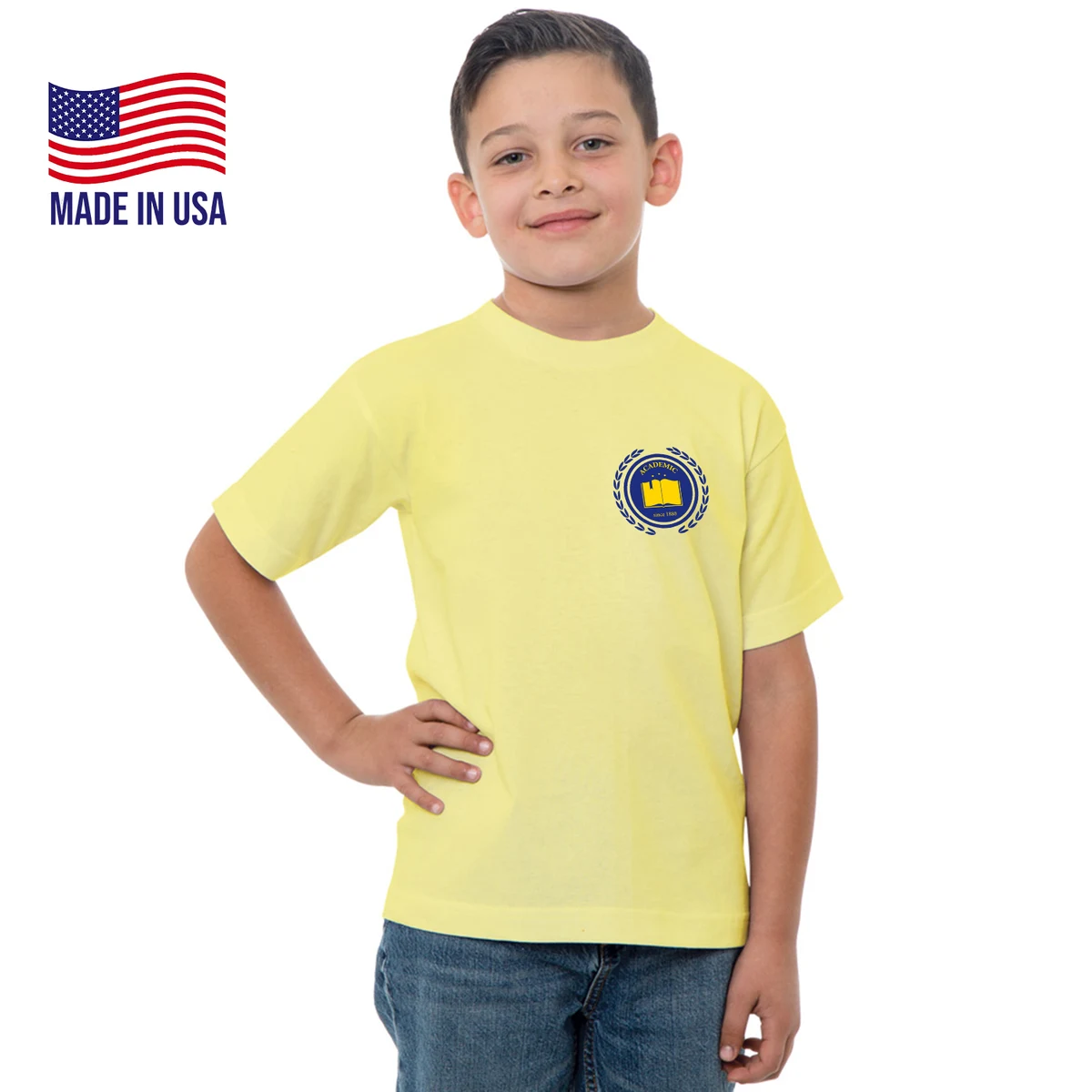 100% Cotton USA-Made Youth Crew Tee 1