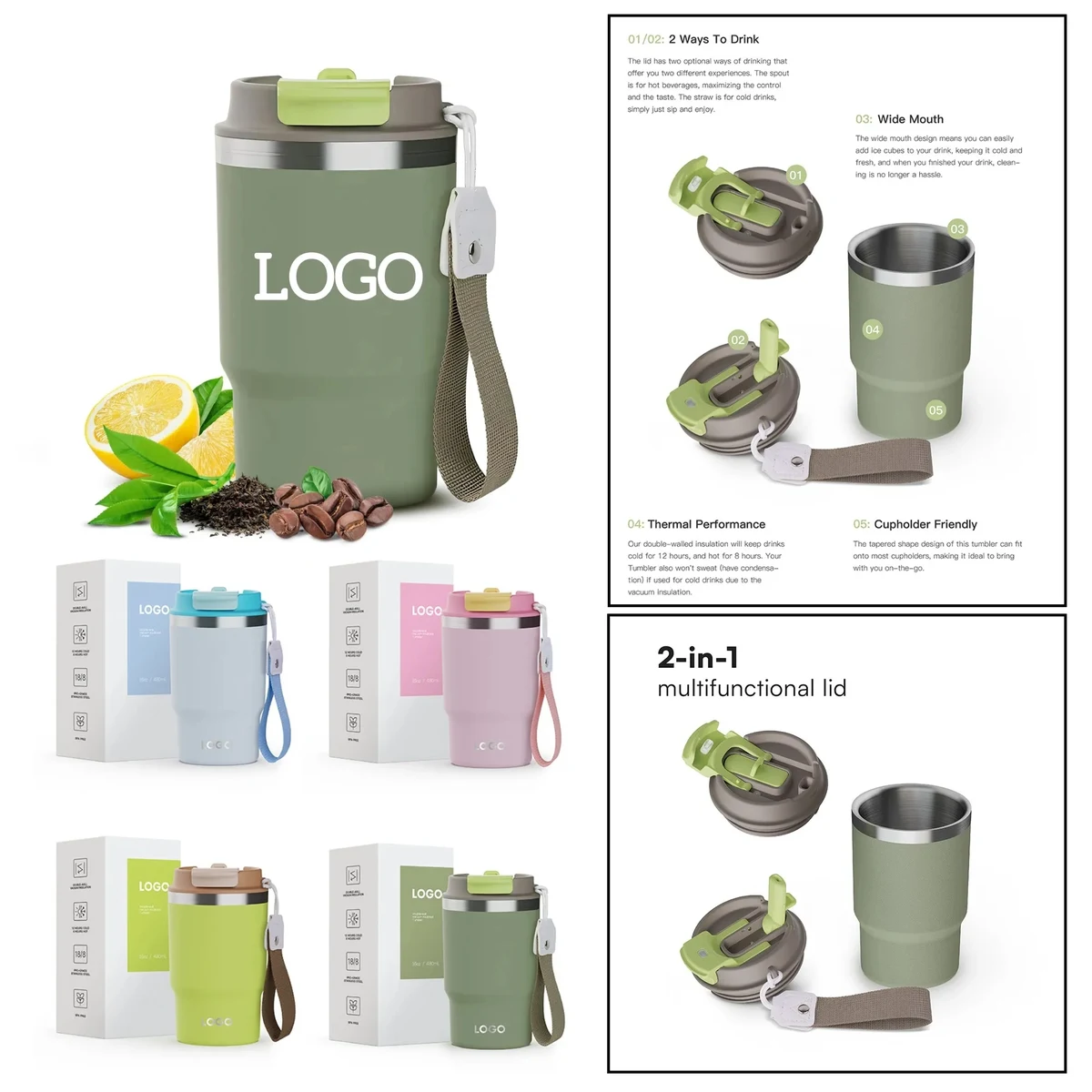 16 oz Stainless Steel Vacuum Coffee Mug 1