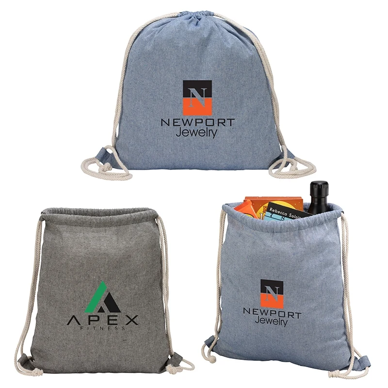 Huron Recycled Cotton Drawstring Tote 1