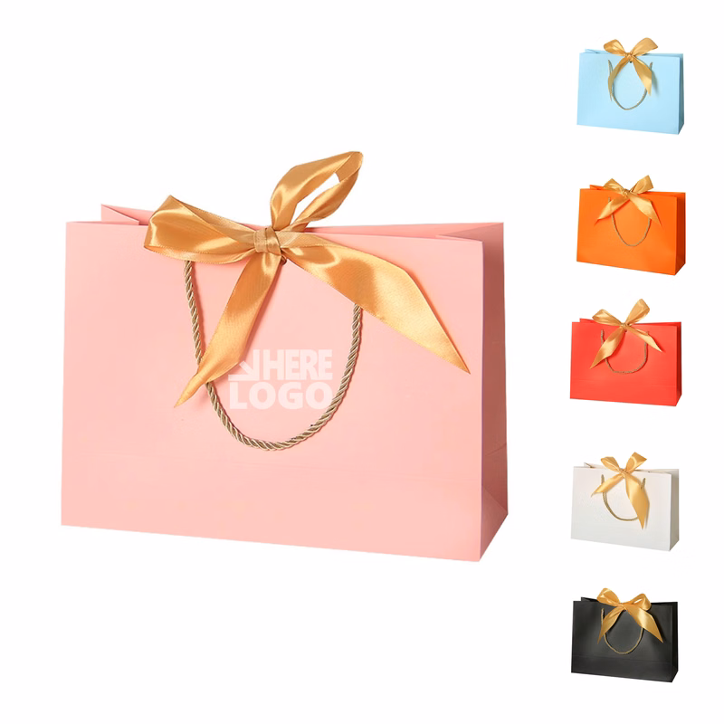 Holiday Gift Bags with Bow Ribbon