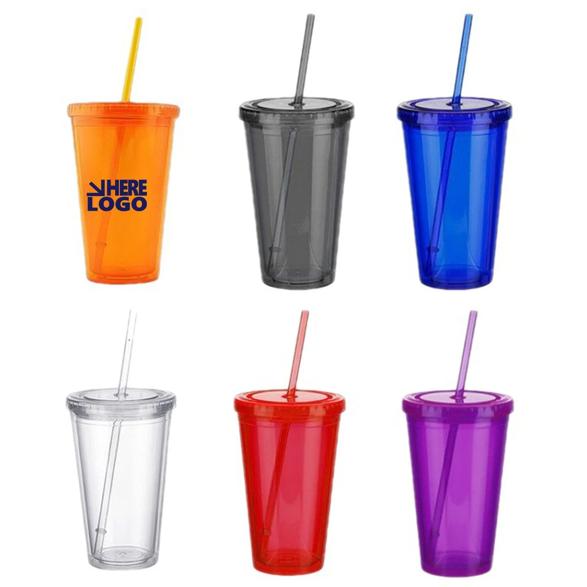 16oz Plastic Straw Cup 1