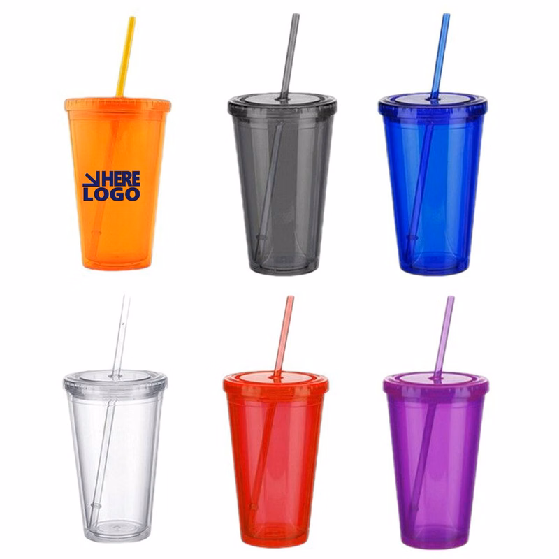 16oz Plastic Straw Cup