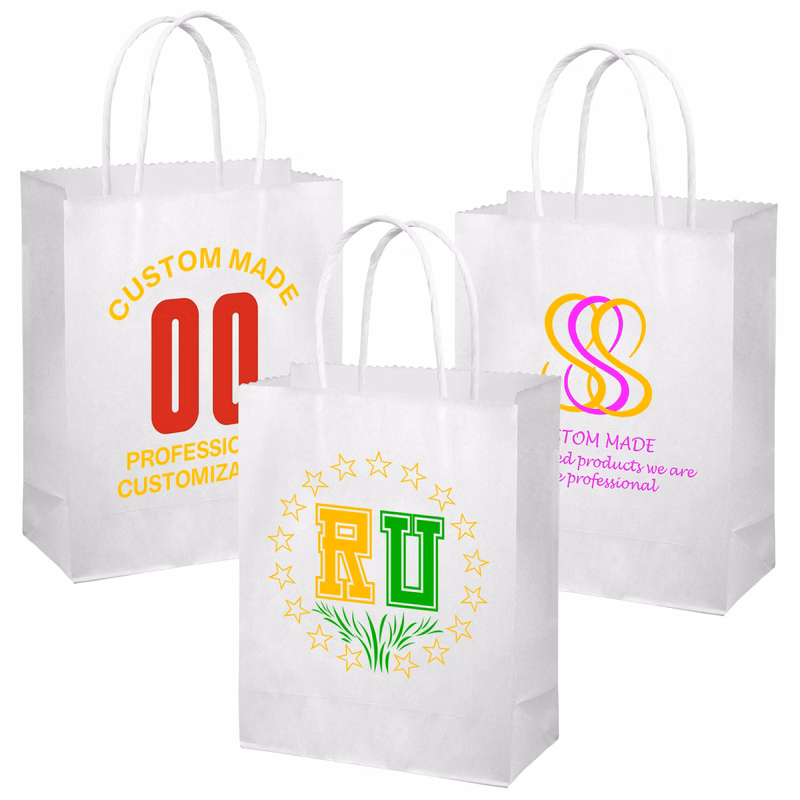 White Kraft Paper Bags with Handles