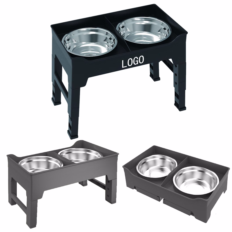 Splash-Proof Adjustable Height Double Slot Neck Guard Pet Bowl