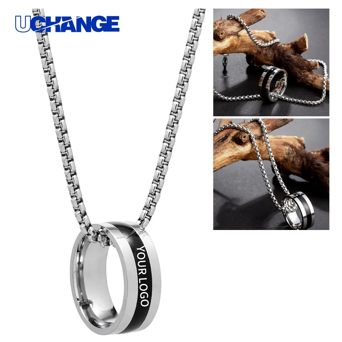 Custom Engraved Ring Pendant Necklace 1