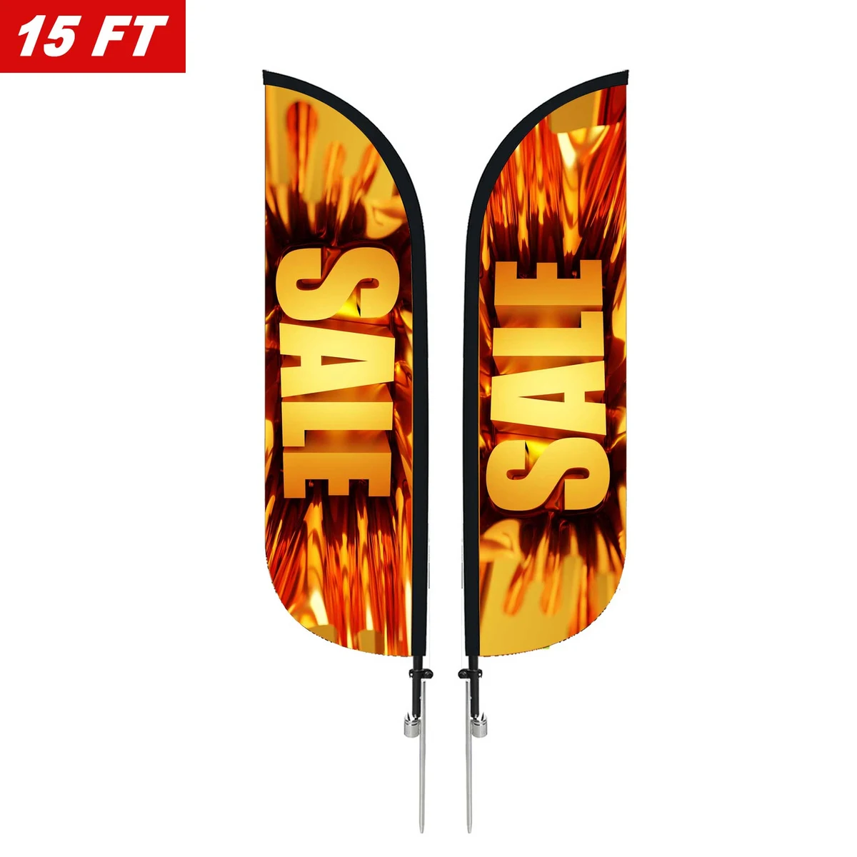 Large 15' Custom Feather Flag Kit Double Sided W/ Spike Base 1