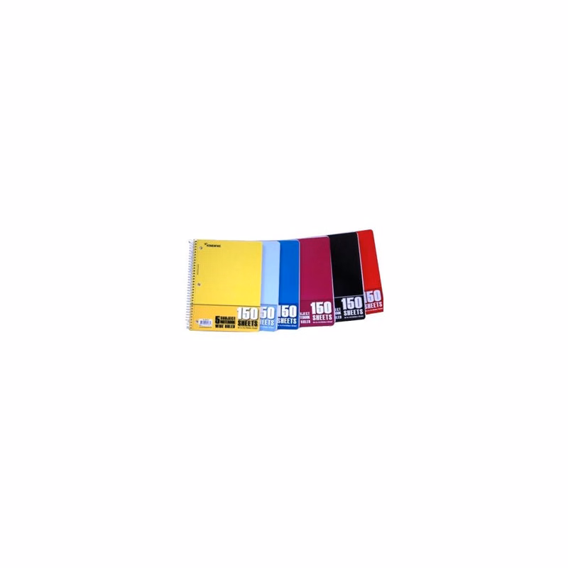 5 Subject Wide-Ruled Spiral Notebook - 150 Sheets Assorted Colors