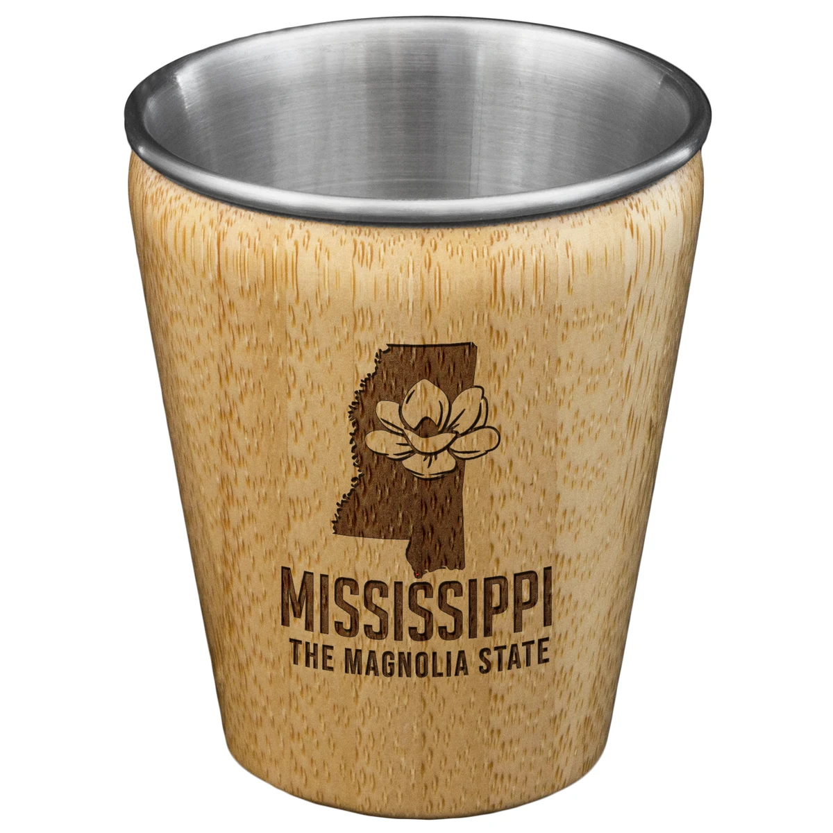 Mississippi State Bamboo and Stainless Steel Shot Glass 1