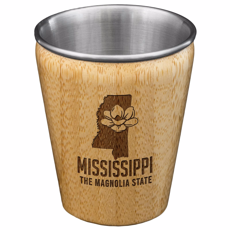 Mississippi State Bamboo and Stainless Steel Shot Glass