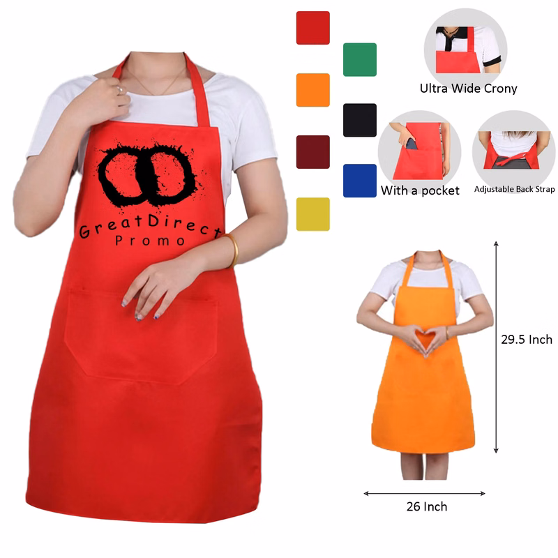 MOQ 50 Oxford Bib Apron With Pocket 30""L x 22""W