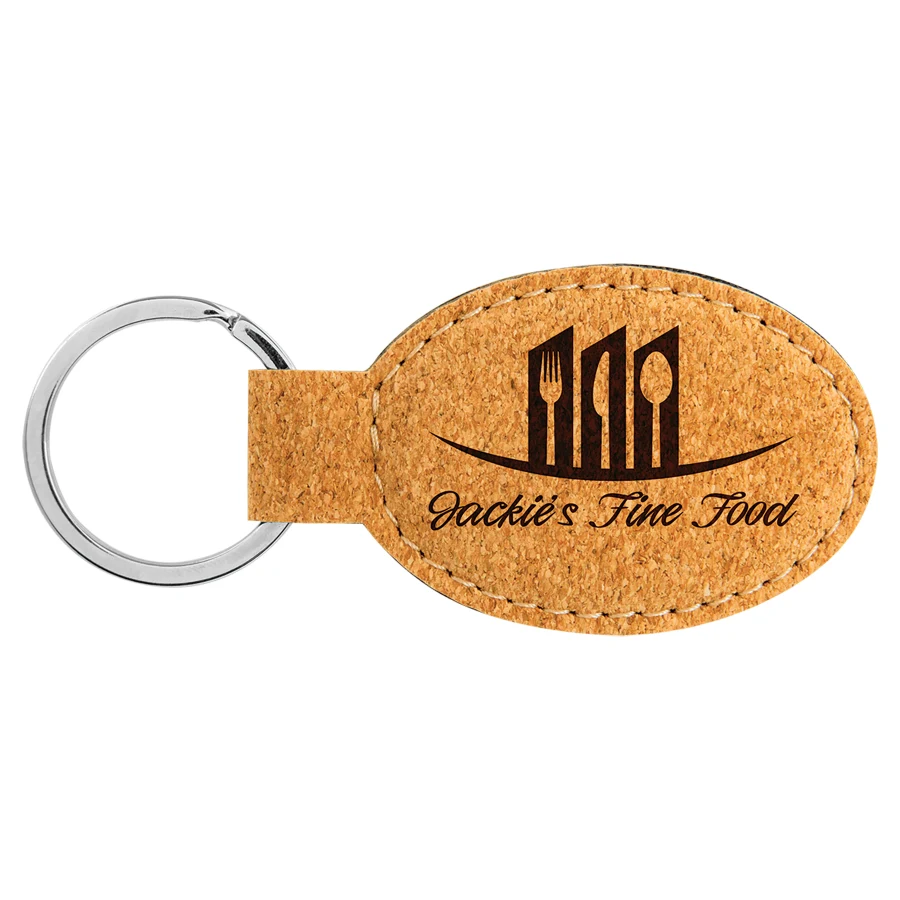 3" x 1 3/4" Cork Oval Keychain 1