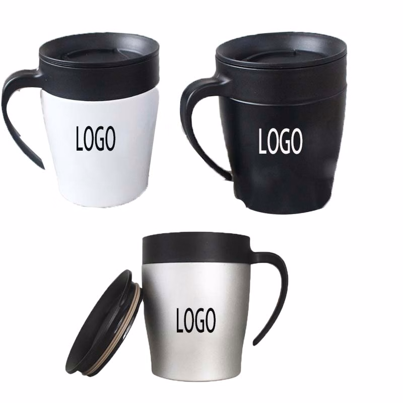 Insulated Stainless Steel Coffee Mug W/ Spoon and Lid for Office/Travel---11 OZ