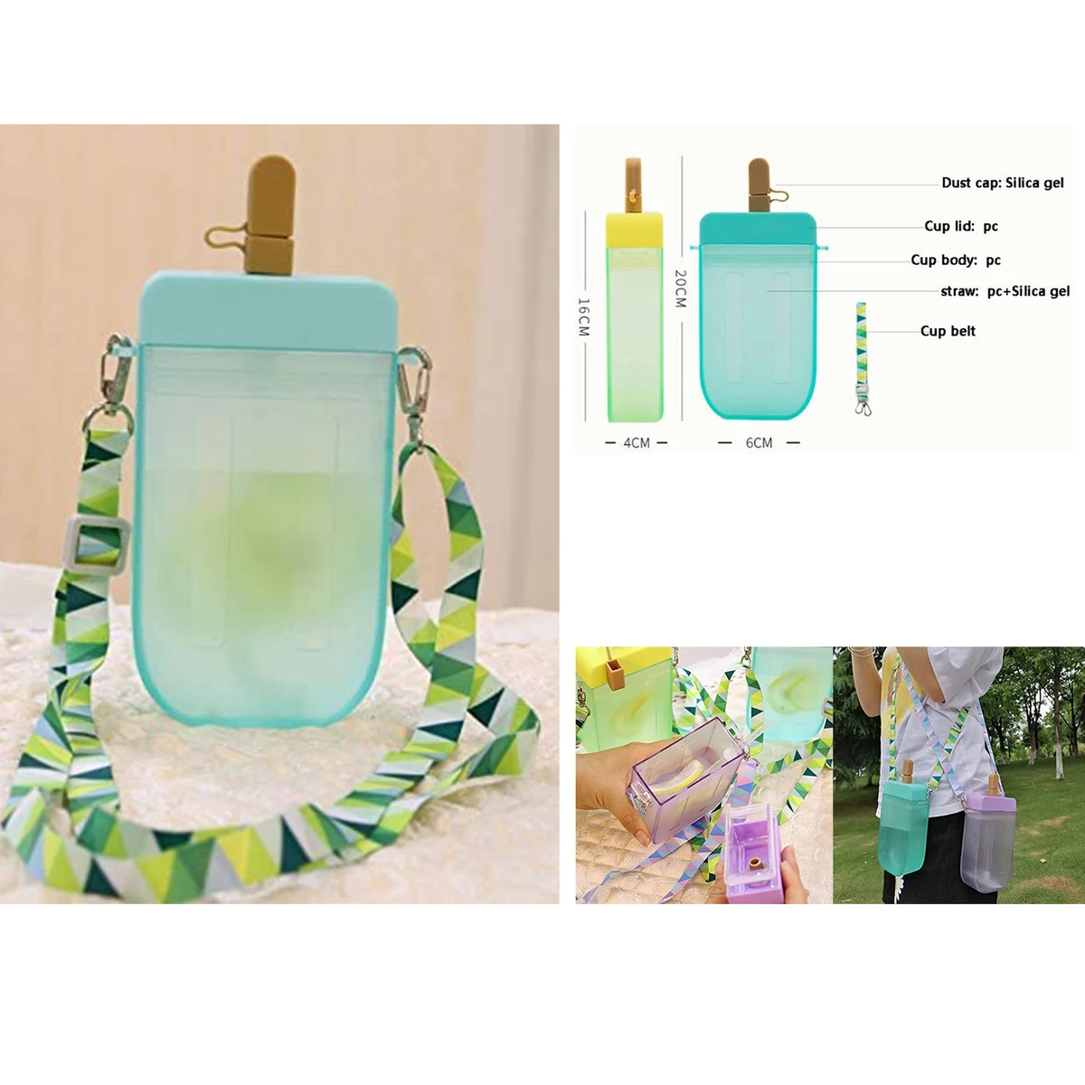 300ml Cute Water Bottle with Straw 1