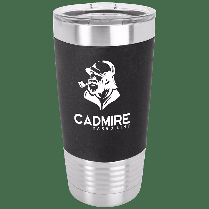 20 Oz. Black/White Tumbler With Silicone Grip And Clear Lid