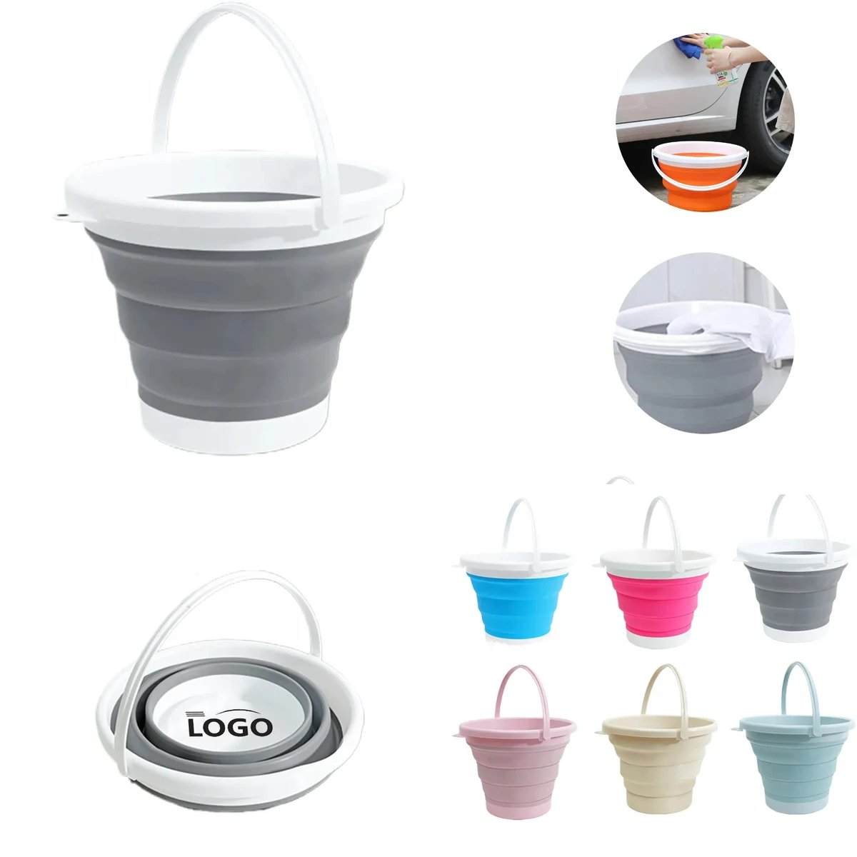 MOQ50 Collapsible Portable Silicone Bucket 1